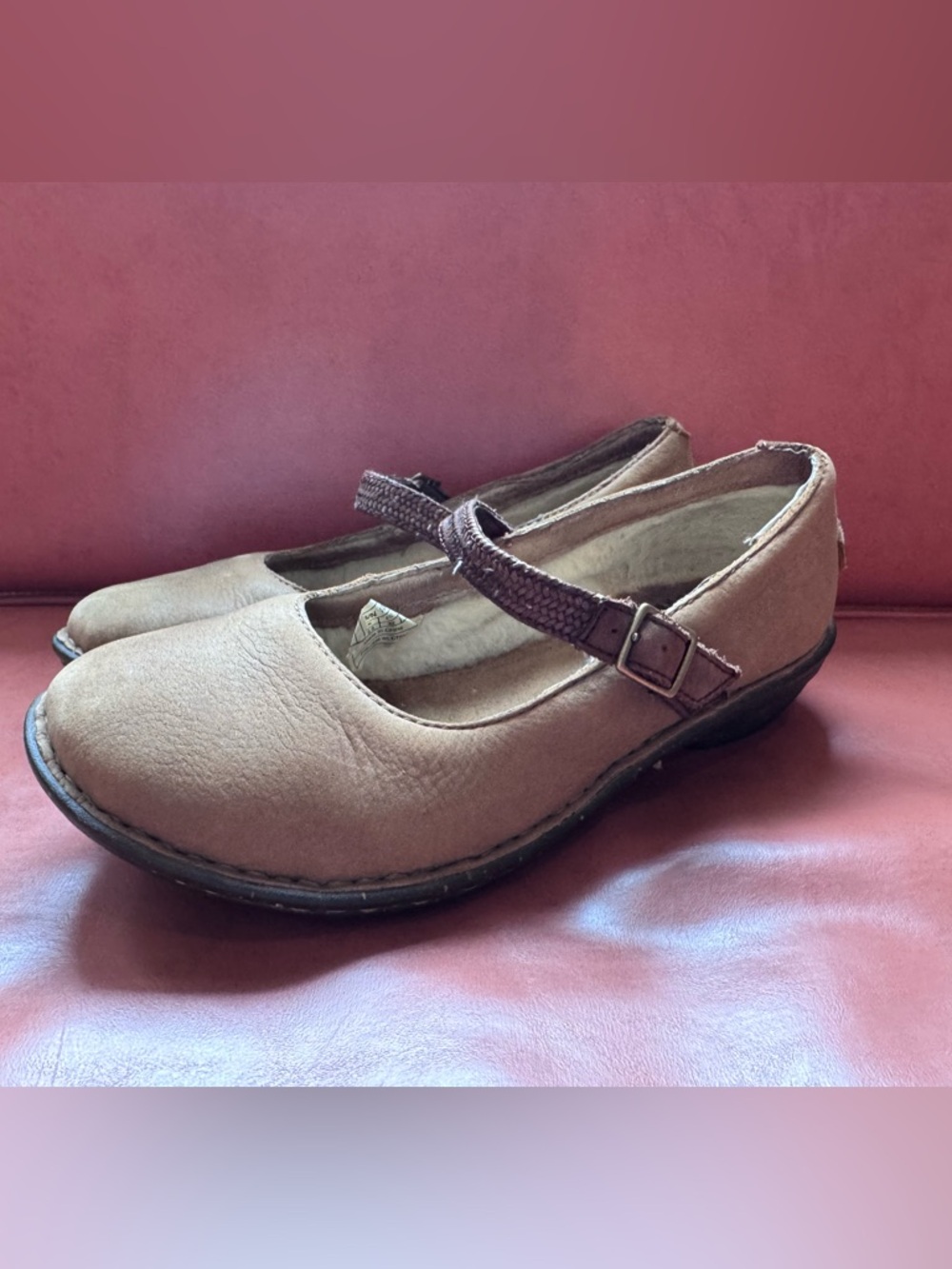UGG Brown Mary Jane Flats with Buckle Strap